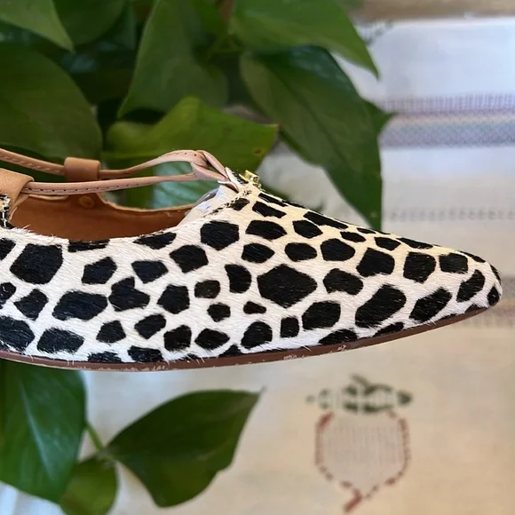 Halogen Women’s Leather Haowen Cheetah Print Fur Pointy Toe Strap Flats Size 7.5 - Picture 11 of 16